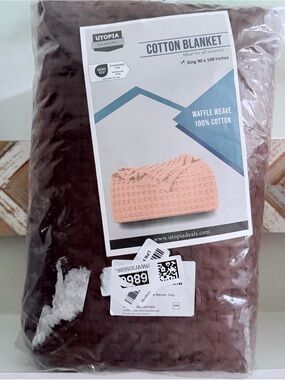Utopia Bedding King Cotton Waffle Weave Blanket - Chocolate Brown